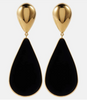Saint Laurent Black Gold Tear Drop Hour Glass Velvet Earrings