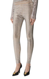 Burberry Silver Metallic Sequin Paillette Nude Stretch Leggings
