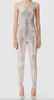 Burberry Silver Metallic Sequin Paillette Nude Stretch Leggings