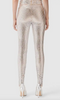 Burberry Silver Metallic Sequin Paillette Nude Stretch Leggings