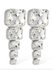 Balmain Silver Crystal Square Cascading Earrings
