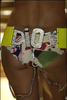 Christian Dior by John Galliano Silver Metal Crystal Pavé Safety Lobster Clasp Chain Logo Green Leather Belt Spring 2003