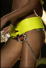 Christian Dior by John Galliano Silver Metal Crystal Pavé Safety Lobster Clasp Chain Logo Green Leather Belt Spring 2003