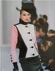 Saint Laurent Rive Gauche Pink, Black and White Satin Colorblock Jacket 1988 - BOUTIQUE PURCHASE PRICE