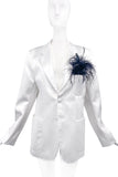 Sies Marjan White Heavy Satin Tuxedo Bianca Jagger Blazer