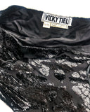 Vicky Tiel Metallic Black Lurex and Silk One Shoulder Cocktail Dress