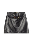 Anthony Vaccarello Black Gold Belly Button Hoop Ring Leather Skirt S/S 2016