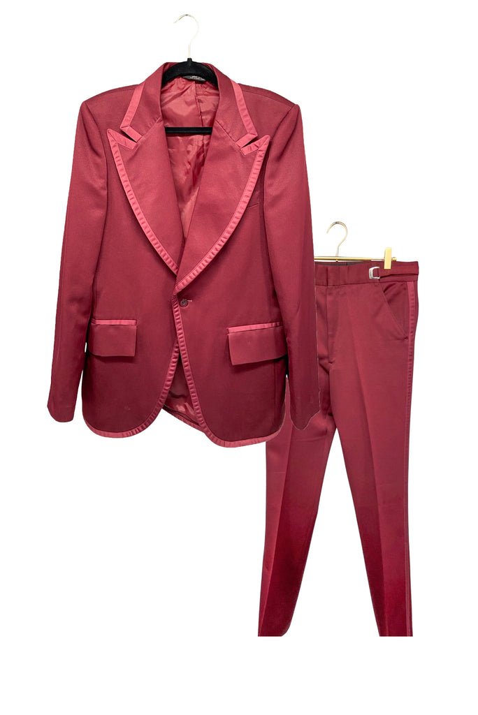Vintage After Six Maroon Red Tuxedo Jacket and Pant Suit