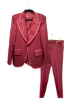 Vintage After Six Maroon Red Tuxedo Jacket and Pant Suit