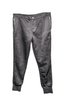 Vintage Black Mesh Fishnet Jogger Pants with Silver Metallic Lining and Leather Details