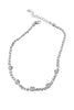 Vintage Silver Snake Chain Necklace with Crystal Bead Details