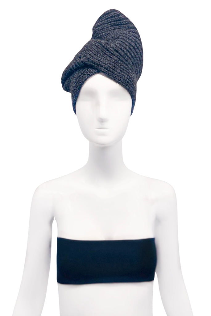 Bless Berlin Designer Gray Wool Twist Turban Beanie Hat