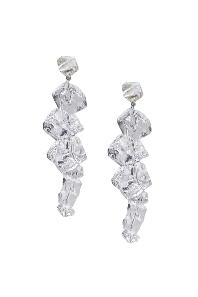 Vintage Clear Lucite "Pebble" Drop Earrings