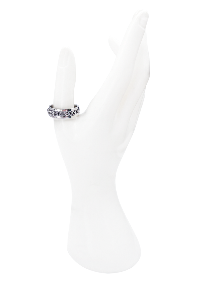 Vintage Silver Ring With Chain Link Detail