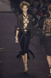 Yves Saint Laurent by Tom Ford "Pirate" Black Chiffon Tie Blouse and Black Velvet Crop Pants
