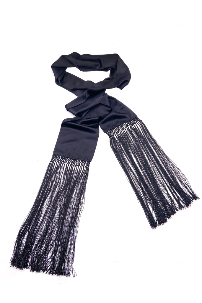 Yves Saint Laurent by Tom Ford Fall 2001 Silk Fringe Tassel Extra Long Gentlemen's Scarf