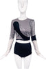 Alon Livne Gray Black Ivory Silver Metallic Sequin Swirl Top