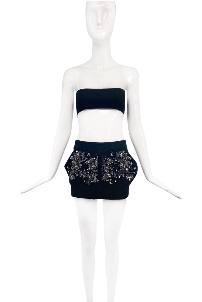 Antonio Beradi Black Gold Crystal Heavy Embellished Ultra Mini Skirt