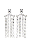 Area Crystal Silver Shoulder Duster Waterfall Showgirl Earrings