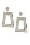 Armani Silver Metallic Matte Oversize "Mod" Trapezoid Earrings