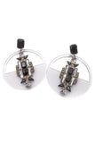 Armani Black Oversized Lucite Crystal Hoop Earrings