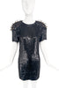 Ashish Black Sequin Rugby Shoulder Studded Dress