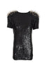 Ashish Black Sequin Rugby Shoulder Studded Dress