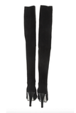 Azzaro Paris Black Suede Thigh High Over Knee Boots
