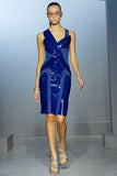 Balenciaga Blue Geometric Vinyl Shine Bodycon Dress SS2007 #
