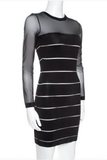 Balmain Black Body Con Sheer Sleeve Cut Out Dress