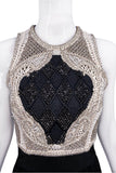 Balmain Black White Braided Crystal Embellished Diamond Dress
