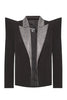 Balmain Black Silver Crystal Lapel Pointed Shoulder Klaus Nomi Tuxedo Jacket Runway Spring 2021