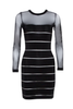 Balmain Black Body Con Sheer Sleeve Cut Out Dress