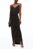 Balmain Black Crystal Polka Dot Drape High Slit Chain Strap Gown