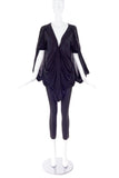 Antonio Berardi Black Silk Jersey Drape Tunic Top with Cape Detail