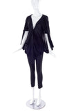 Antonio Berardi Black Silk Jersey Drape Tunic Top with Cape Detail