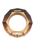 Burberry Yellow Orange Brown Amber Ombre Lucite Resin Facet Cut Oversized Bracelet