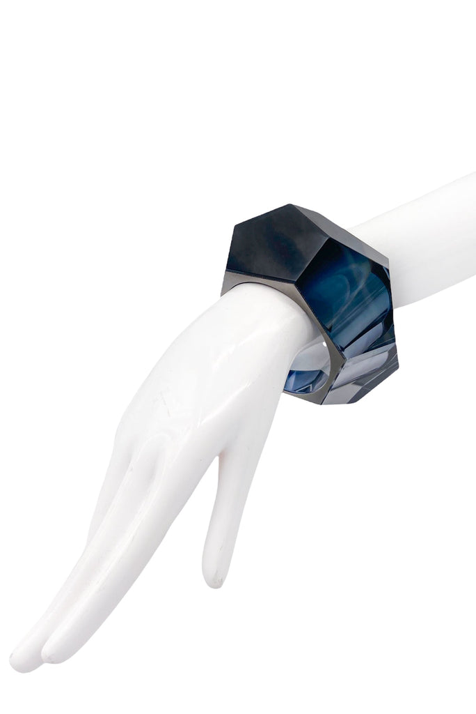 Burberry Blue Black Ombre Lucite Oversized Faceted Bracelet