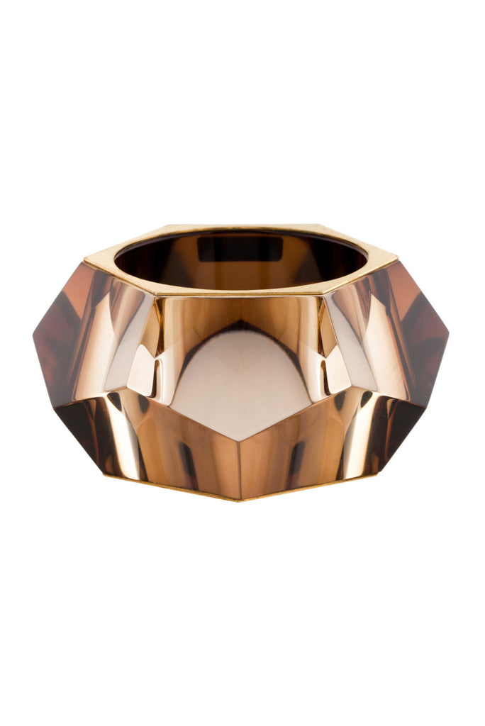 Burberry Yellow Orange Brown Amber Ombre Lucite Resin Facet Cut Oversized Bracelet