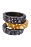 Buberry Gunmetal Pyramid Stud Spike Bangle Bracelets - Set of 2