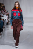 Calvin Klein by Raf Simmons Red Blue Satin Western Shirt Runway Spring 2018