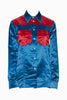 Calvin Klein by Raf Simmons Red Blue Satin Western Shirt Runway Spring 2018
