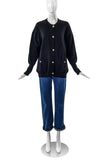 Chanel Black Wool Classic Cardigan with Gold Interlocked CC Buttons