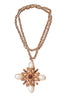 Vintage Gold Pearl Amber Gripoix Chanel Style Maltese Cross Necklace