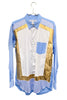 Comme des Garcons Blue White & Gold Lame Mosaic Patchwork Shirt