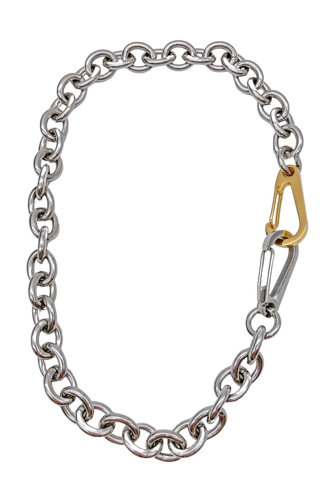 Cruize "Bellamy" Silver Heavy Round Chain Gold & Silver Double Large Sleek Lobster Clasp Necklace