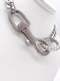 John Galliano For Christian Dior Silver Curb Chain Pave Crystal Safety Lobster Clasp Necklace Spring 2003