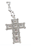 Dolce & Gabbana Silver Crystal Encrusted Cross Rosary Necklace