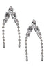 Vintage Silver Clear Crystal Double Drop V Earrings
