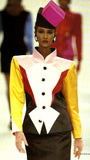 Saint Laurent Rive Gauche Pink, Black and White Satin Colorblock Jacket 1988 - BOUTIQUE PURCHASE PRICE